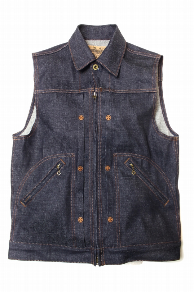 24_Cross Denim Vest 5th 〔Blue〕