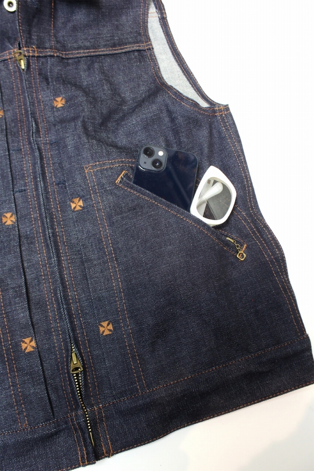 ViSE CLOTHiNG / 24_Cross Denim Vest 5th 〔Blue〕