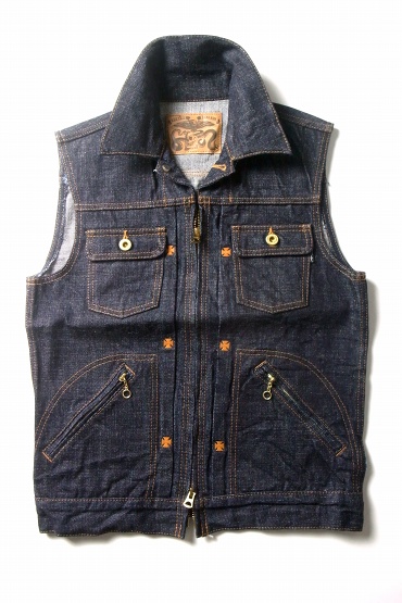 ViSE CLOTHiNG / Cross Denim Vest 1st 〔Black〕