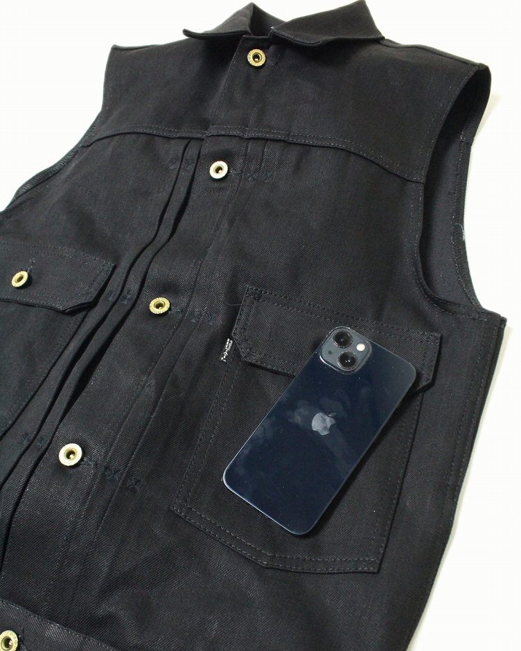 ViSE CLOTHiNG / 26_Cross Denim Vest 6th-NC 〔BKBK〕